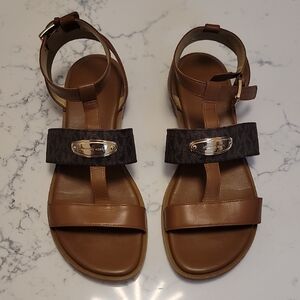 Michael Kors Brown and Black Leather Sandals